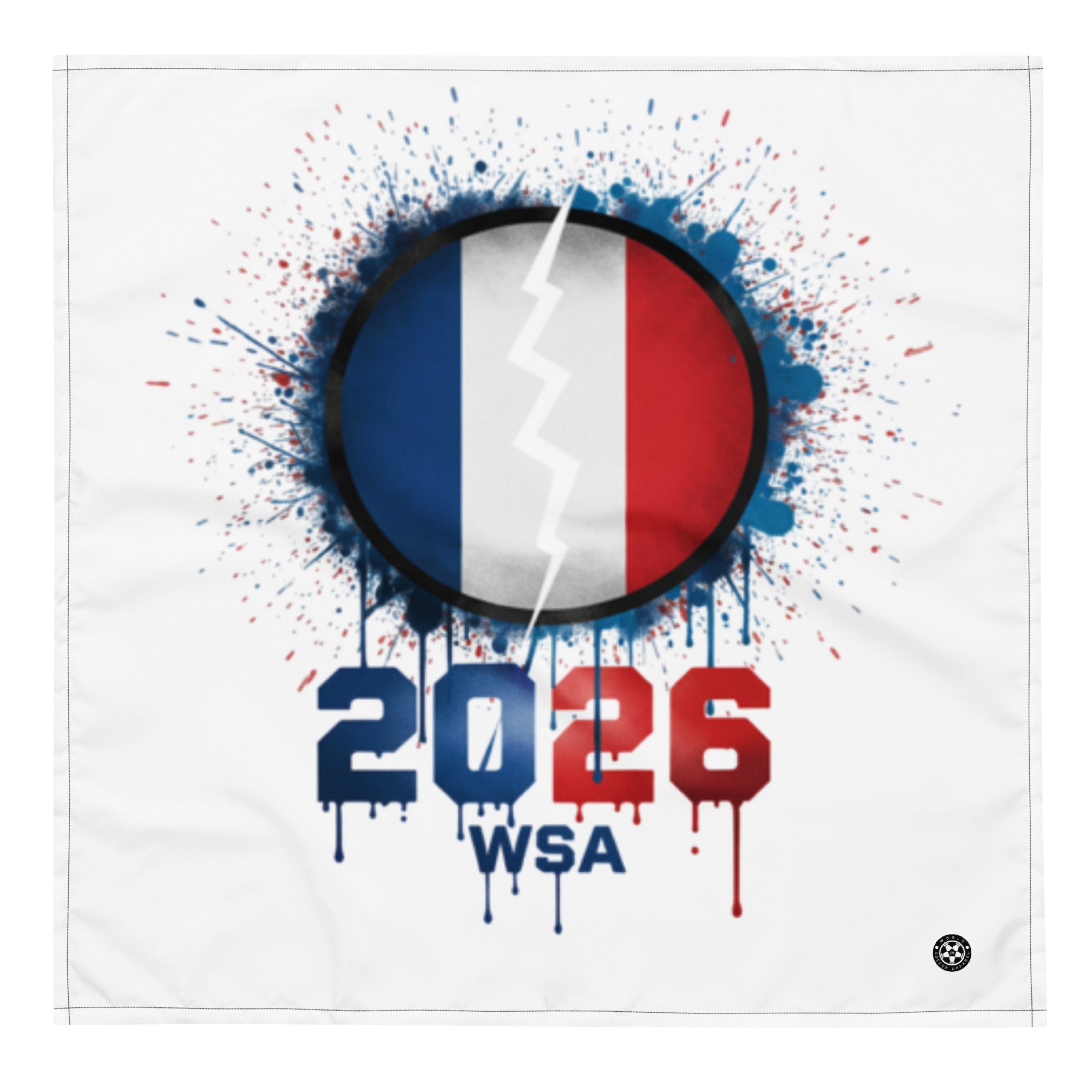 Wall clock with French flag design and '2026 WSA' text on a white background