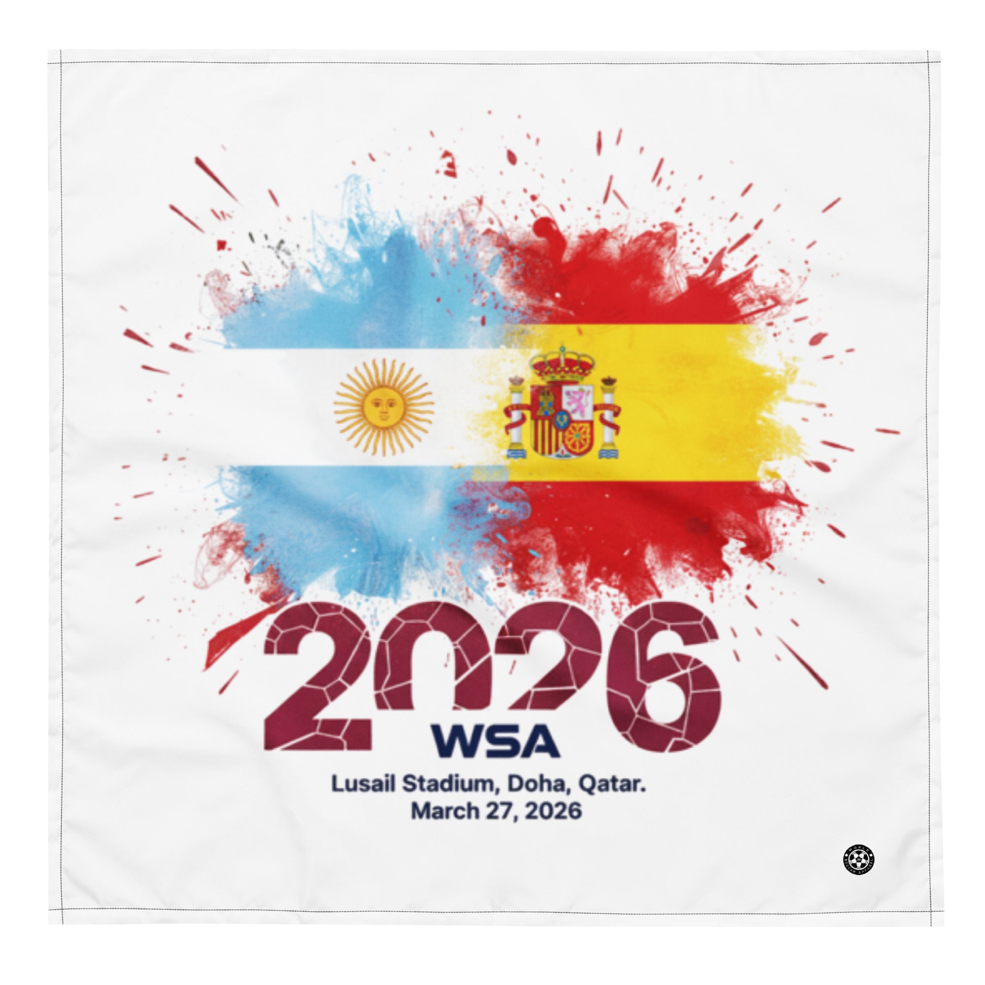 Promotional poster with colorful splashes and flags, featuring the year 2026 and event details.