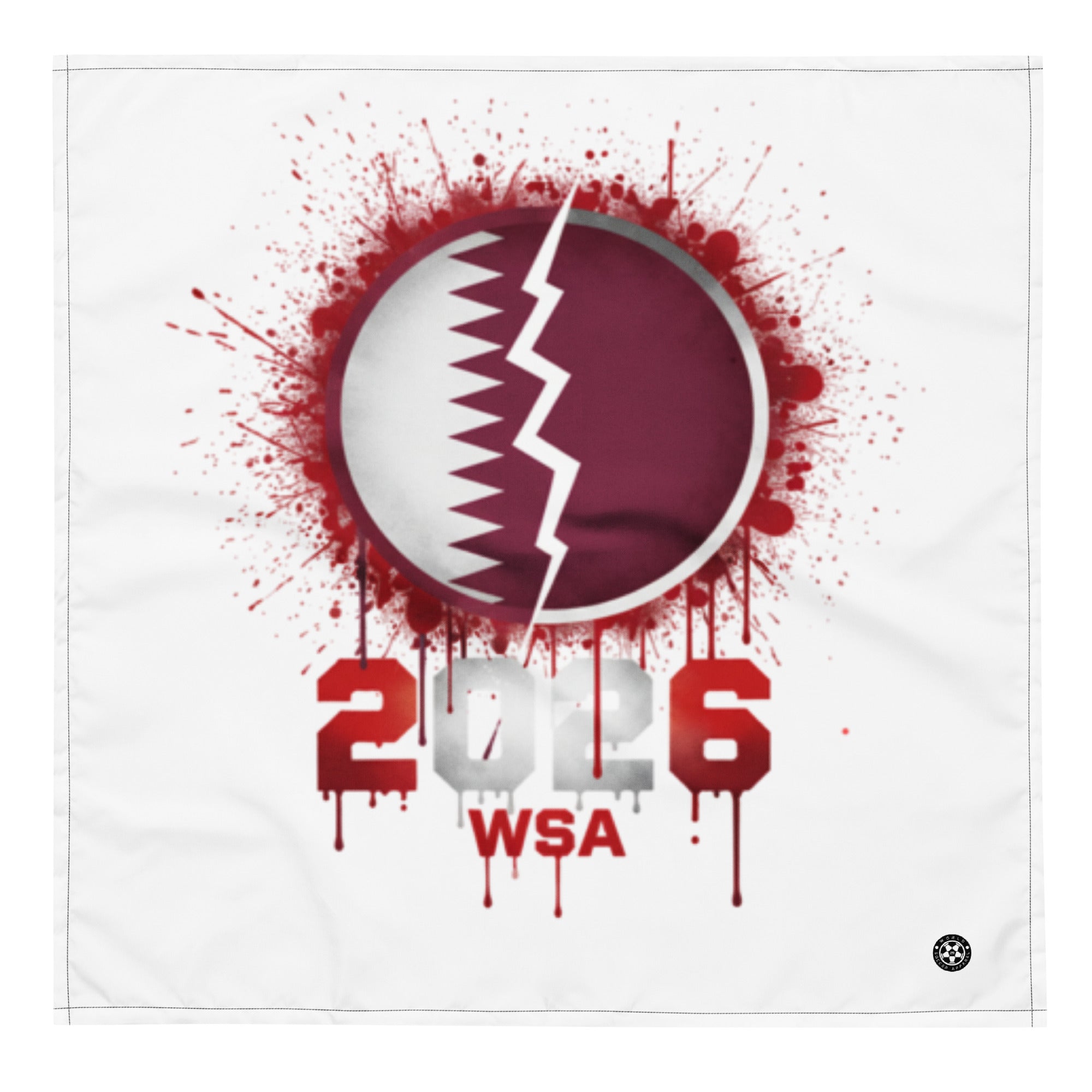 Design with Qatar flag and '2016 WSA' text on a white background