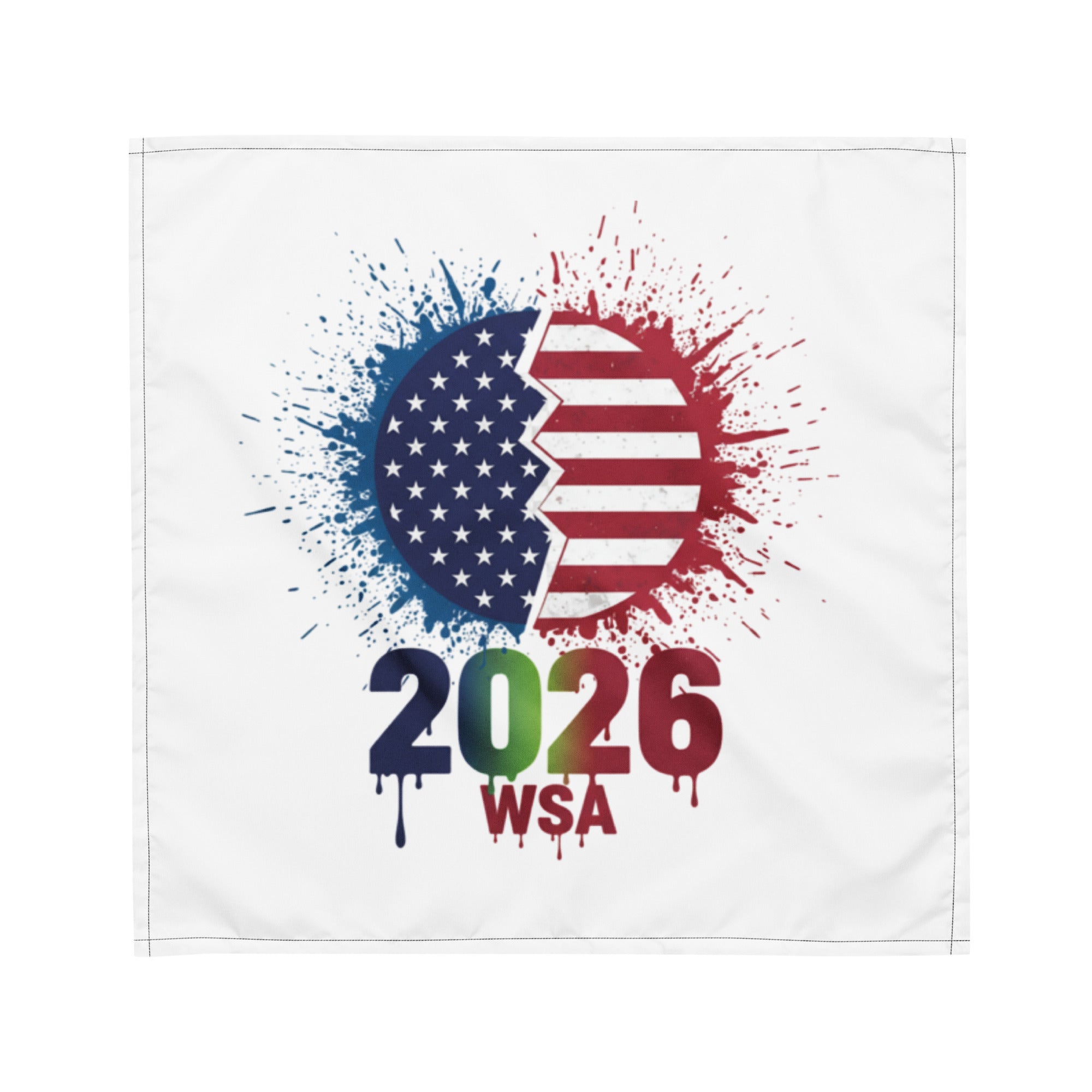 Design with American flag pattern and '2026 WSA' text on a white background