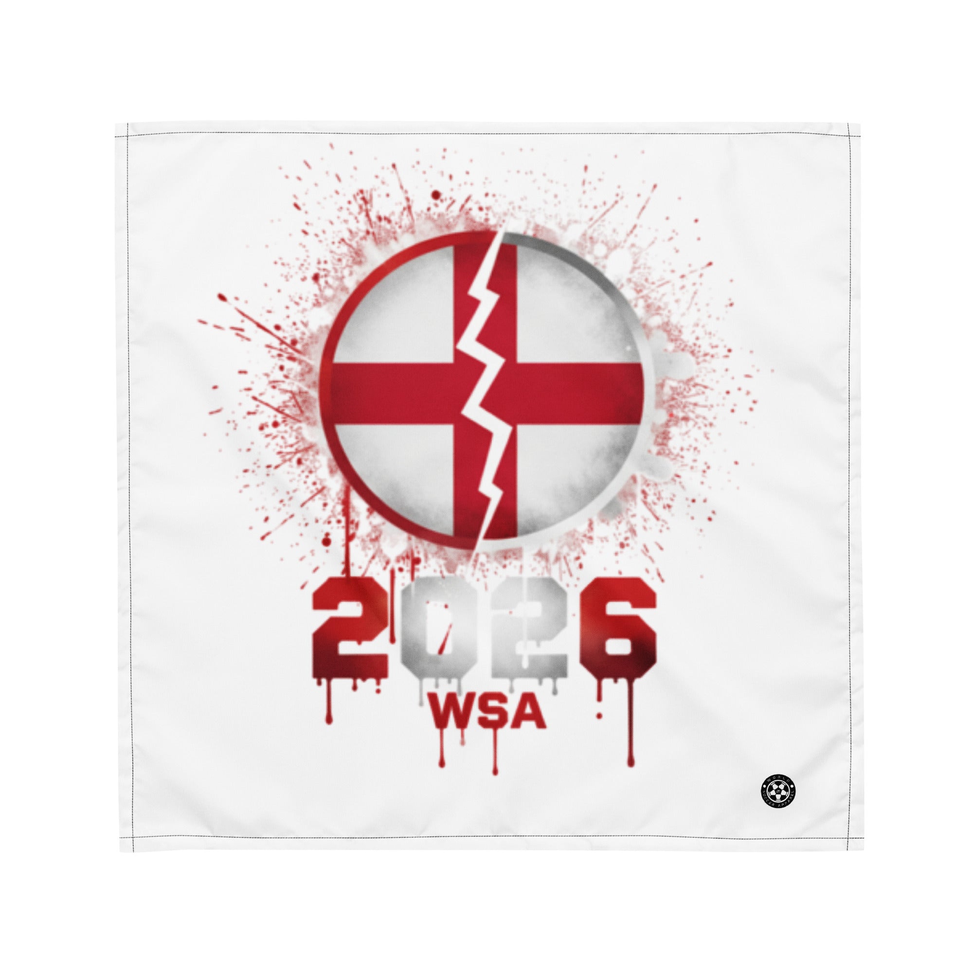 Flag with a red and white design featuring a broken circle and '2026 WSA' text on a white background.