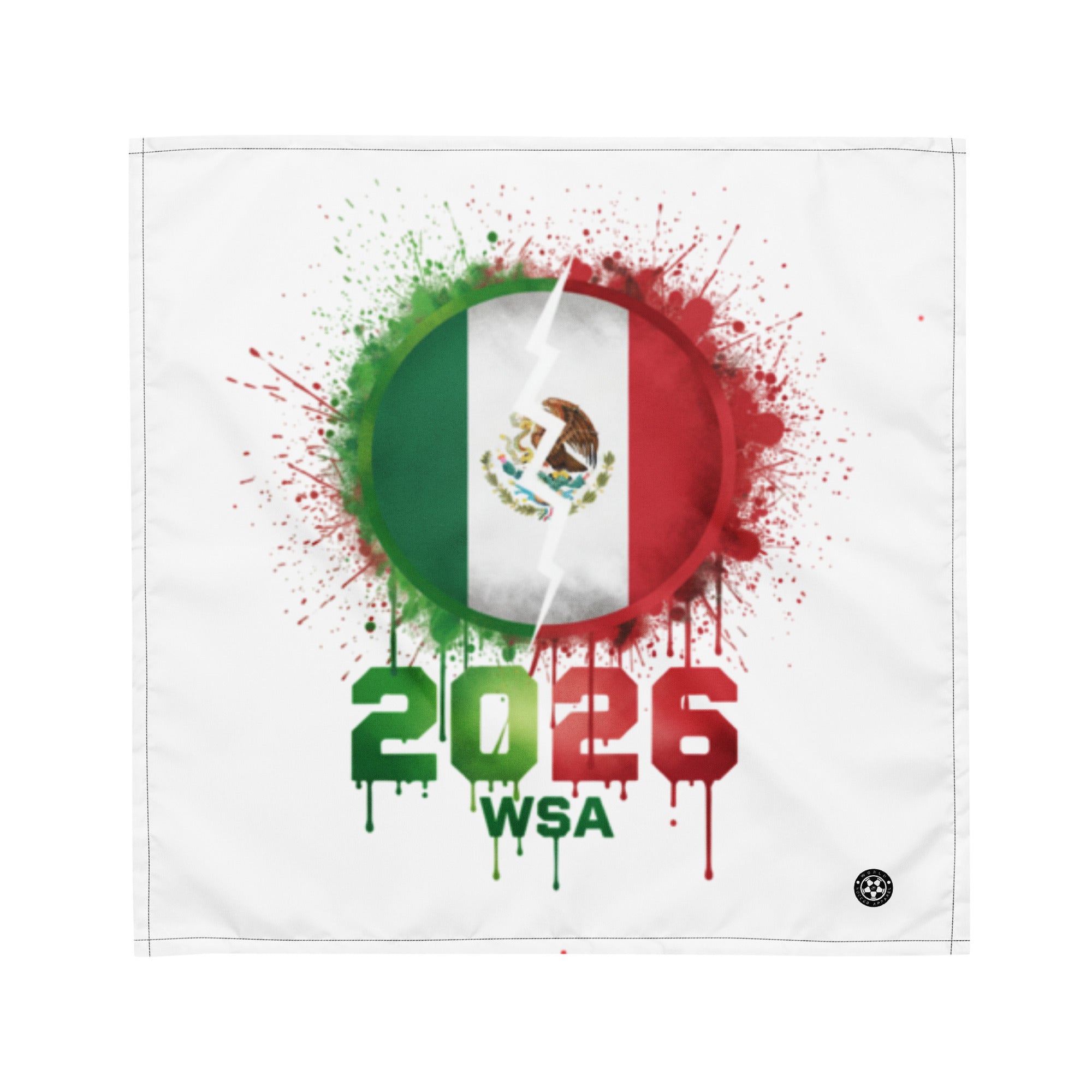 Flag with Mexican flag design and '2026 WSA' text on a white background