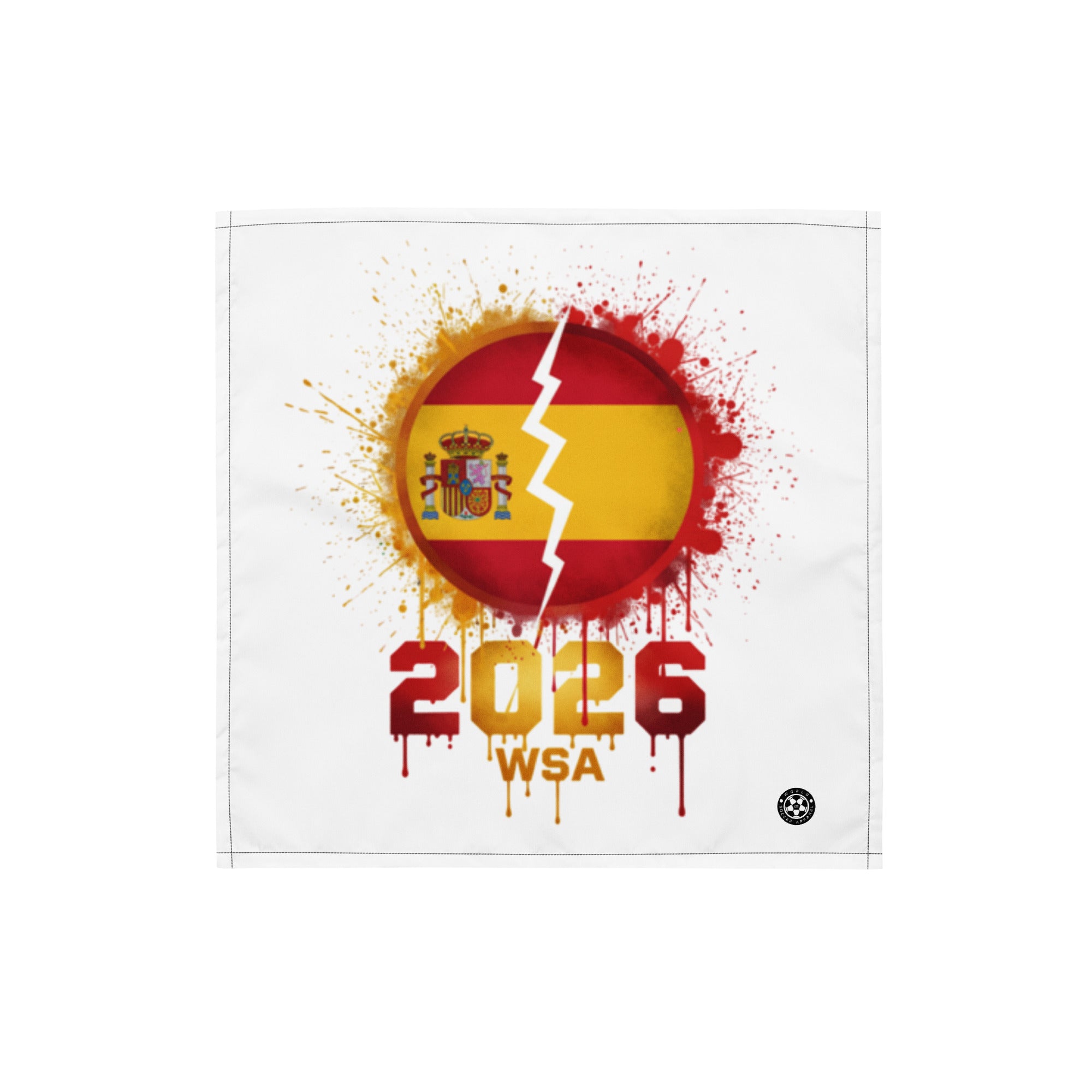 Design with Spanish flag and '2026 WSA' text on a white background