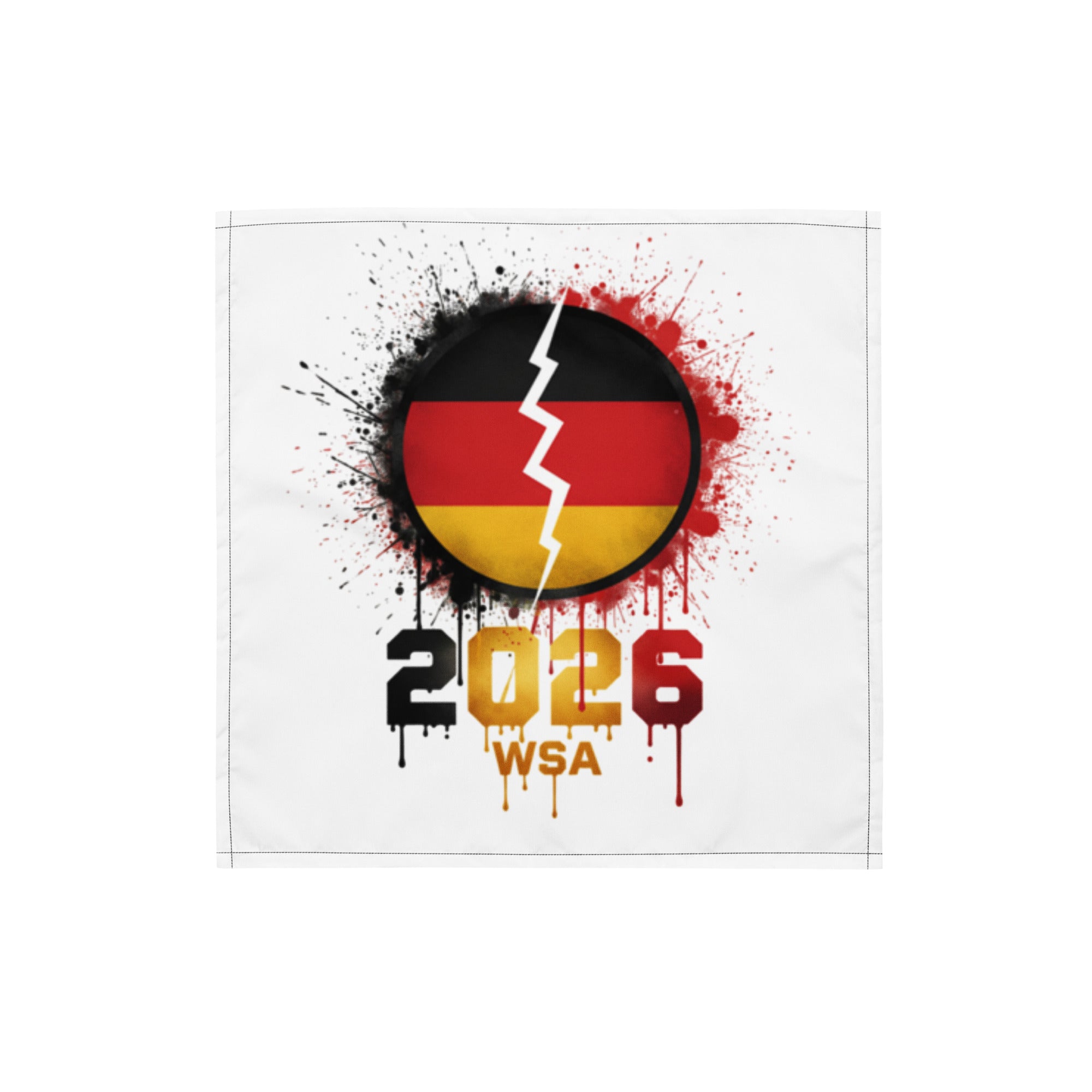 Design with a broken circle featuring German flag colors and '2026 WSA' text on a white background