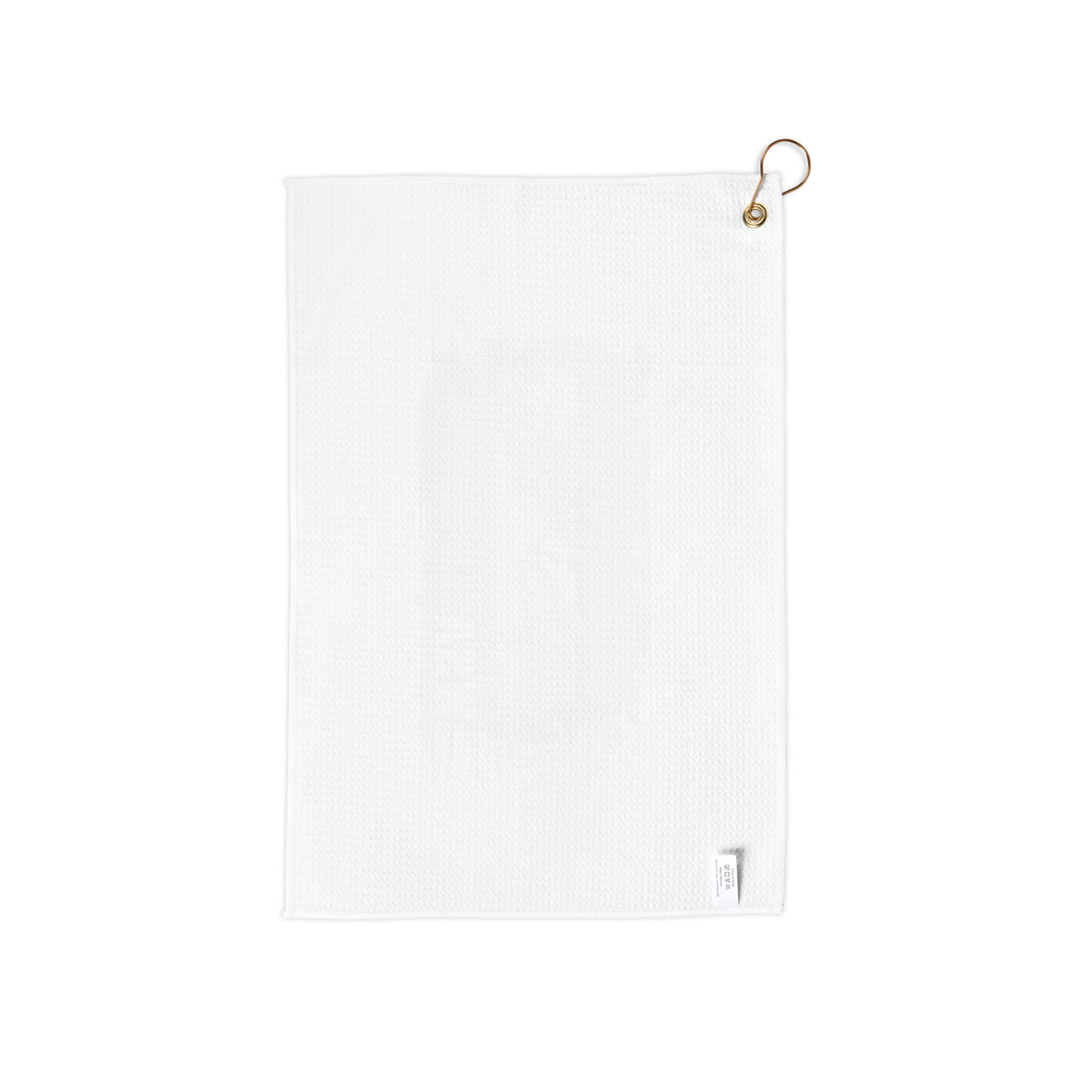 White square with a gold earring on a white background