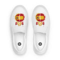 White slip-on shoes with 2026 WSA design on a white background