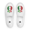 White slip-on shoes with Mexican flag design and '2026 WSA' text on a white background