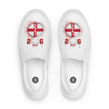 White slip-on shoes with red and white design and '2026 WSA' text on a white background