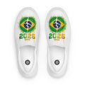 White slip-on shoes with Brazilian flag design and '2026 WSA' text on a white background