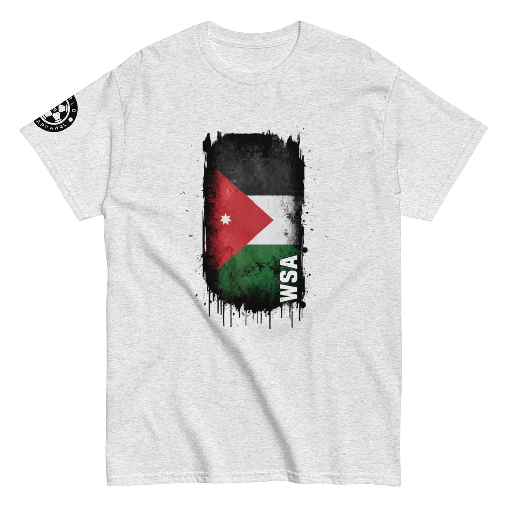 Gray t-shirt with a flag design and 'WSA' text on a white background