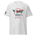 White t-shirt with 2026 World Cup design featuring flags on a white background