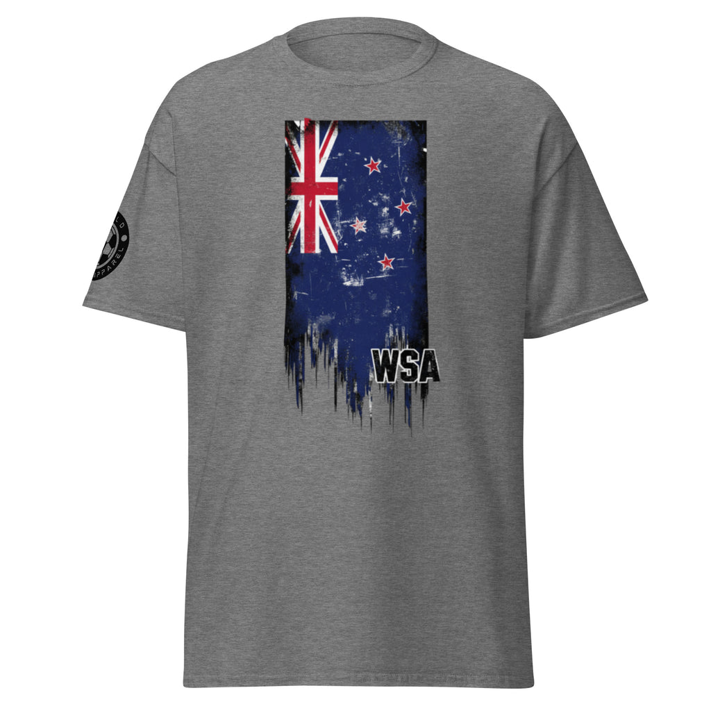 Gray t-shirt with a flag design and 'WSA' text on a white background