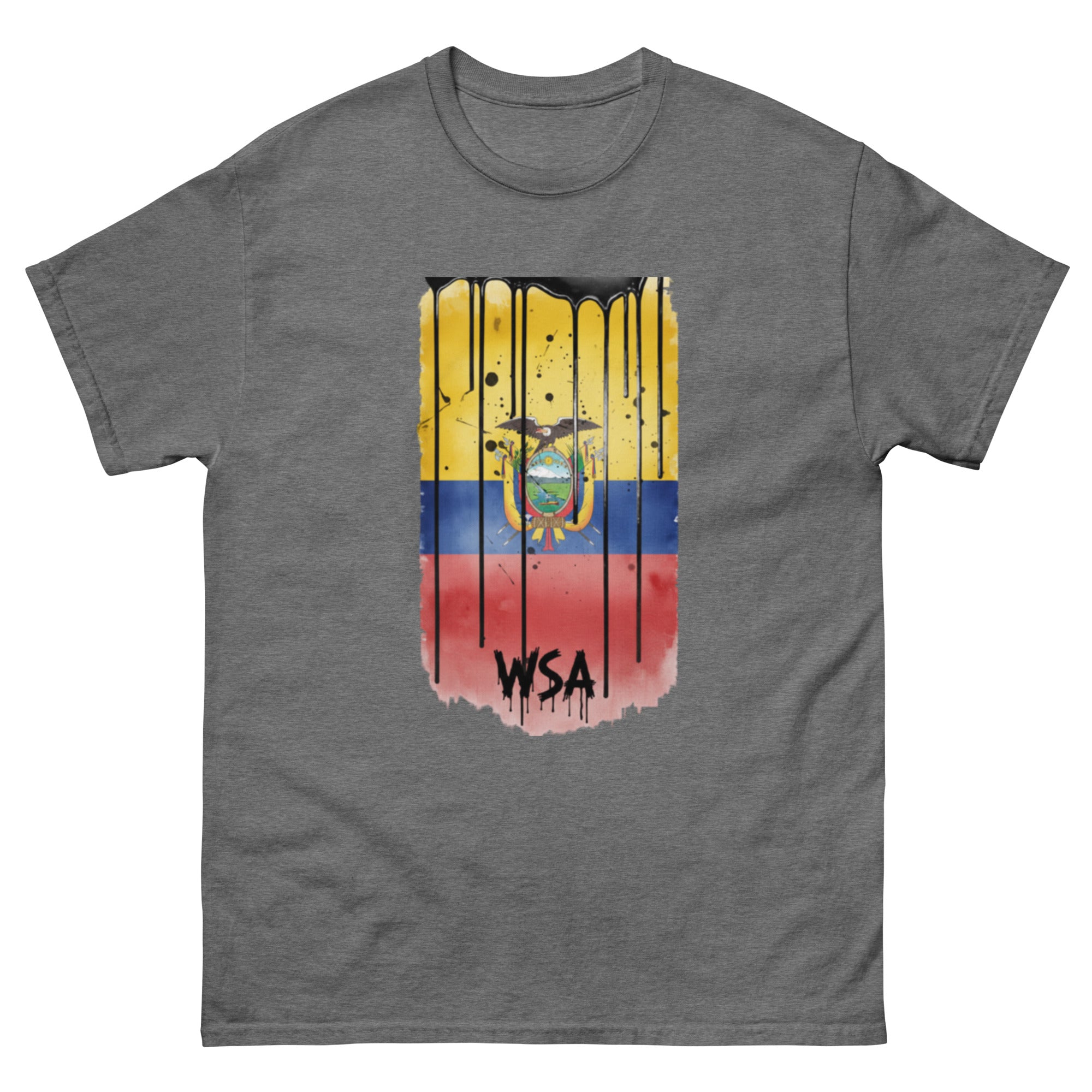 Gray t-shirt with a colorful graphic design and 'WSA' text on a white background