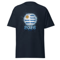 Navy blue t-shirt with 2026 World Cup Uruguay design on a white background