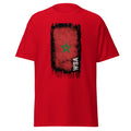 Red t-shirt with a graphic design of a flag and 'WSA' text on a white background