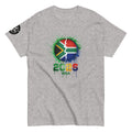 Gray t-shirt with a colorful graphic design featuring the South African flag and '2026 WSA' text on a white background.