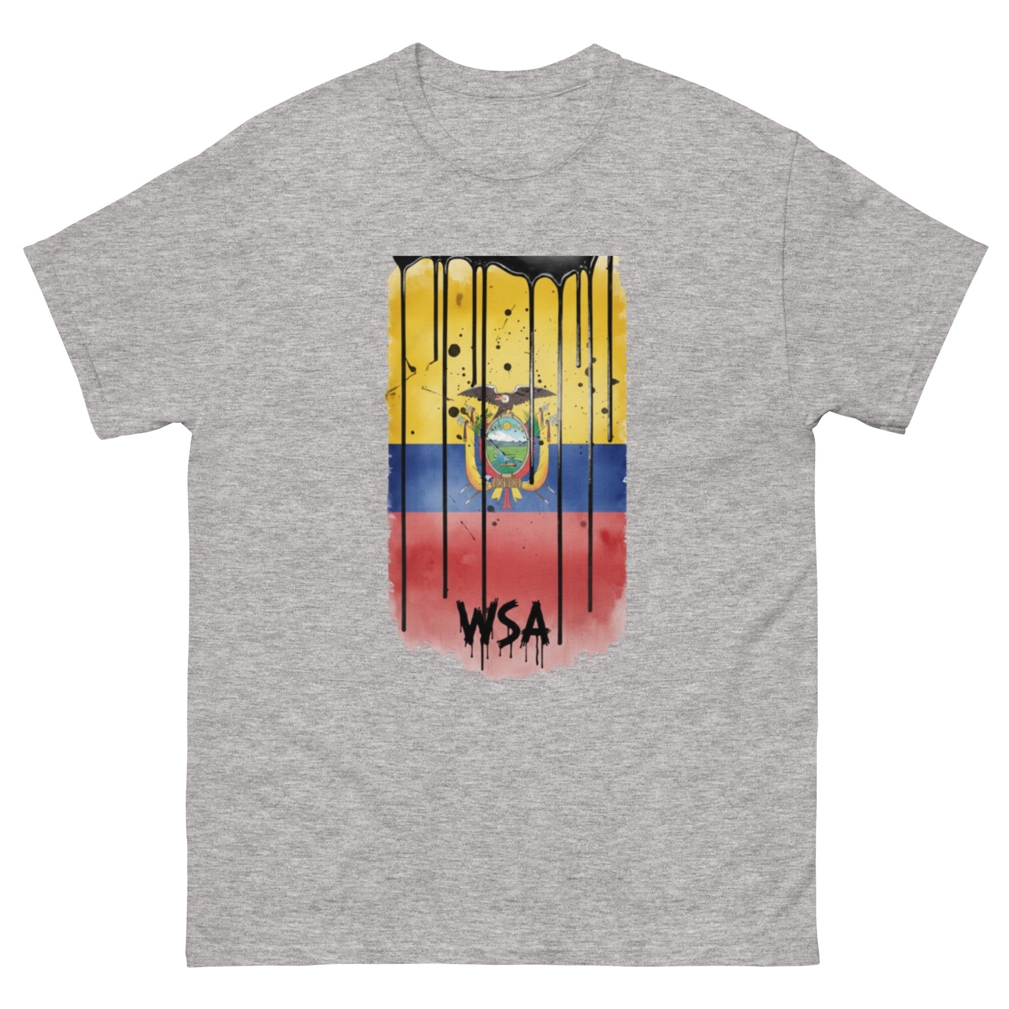Gray t-shirt with a colorful graphic design and 'WSA' text on a white background