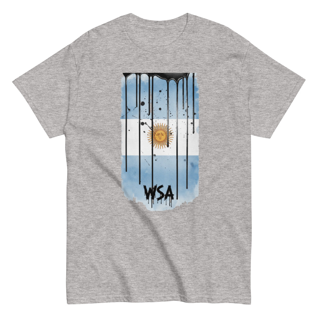 Gray t-shirt with an Argentina flag design and 'WSA' text on a white background