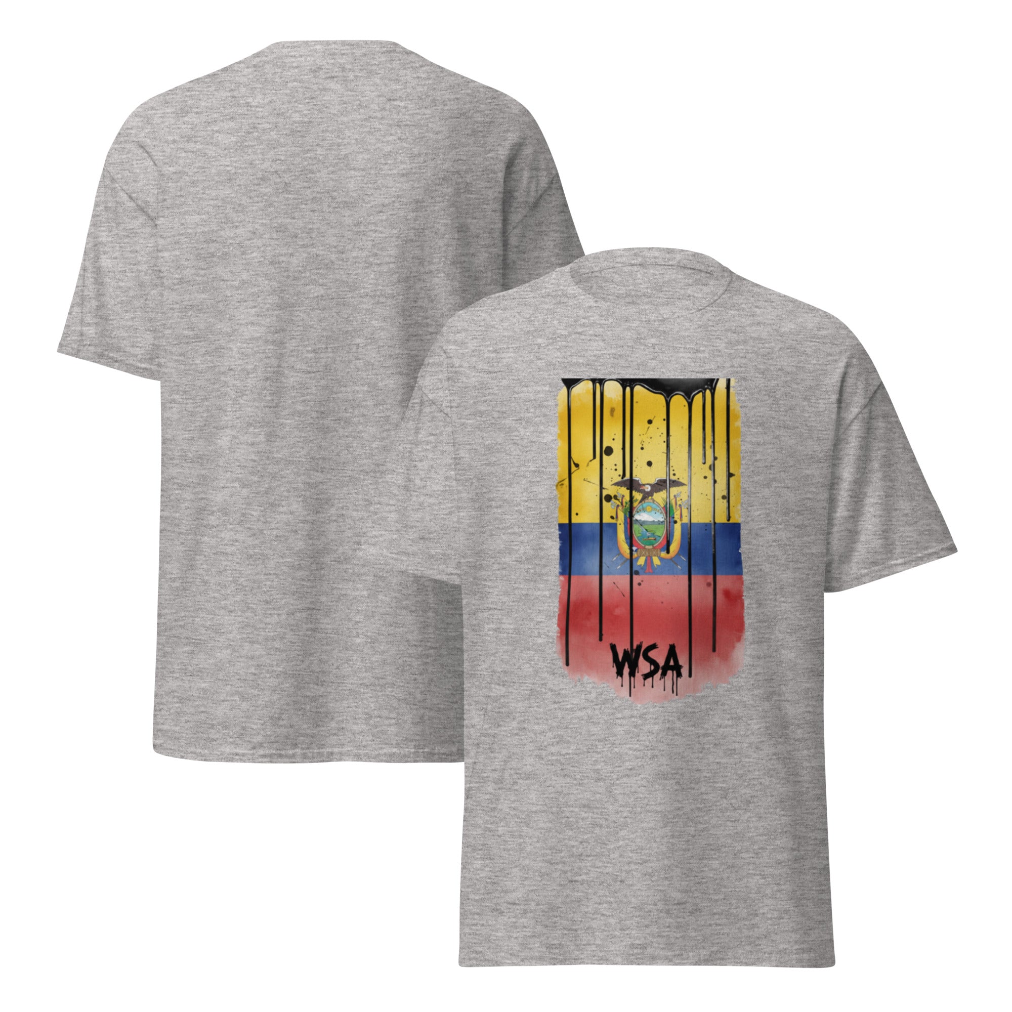 Gray t-shirt with a colorful graphic design on the back, featuring the WSA logo.