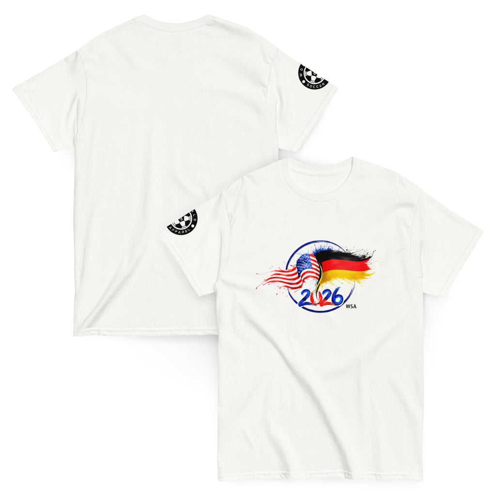 White t-shirt with 2026 World Cup design on a white background