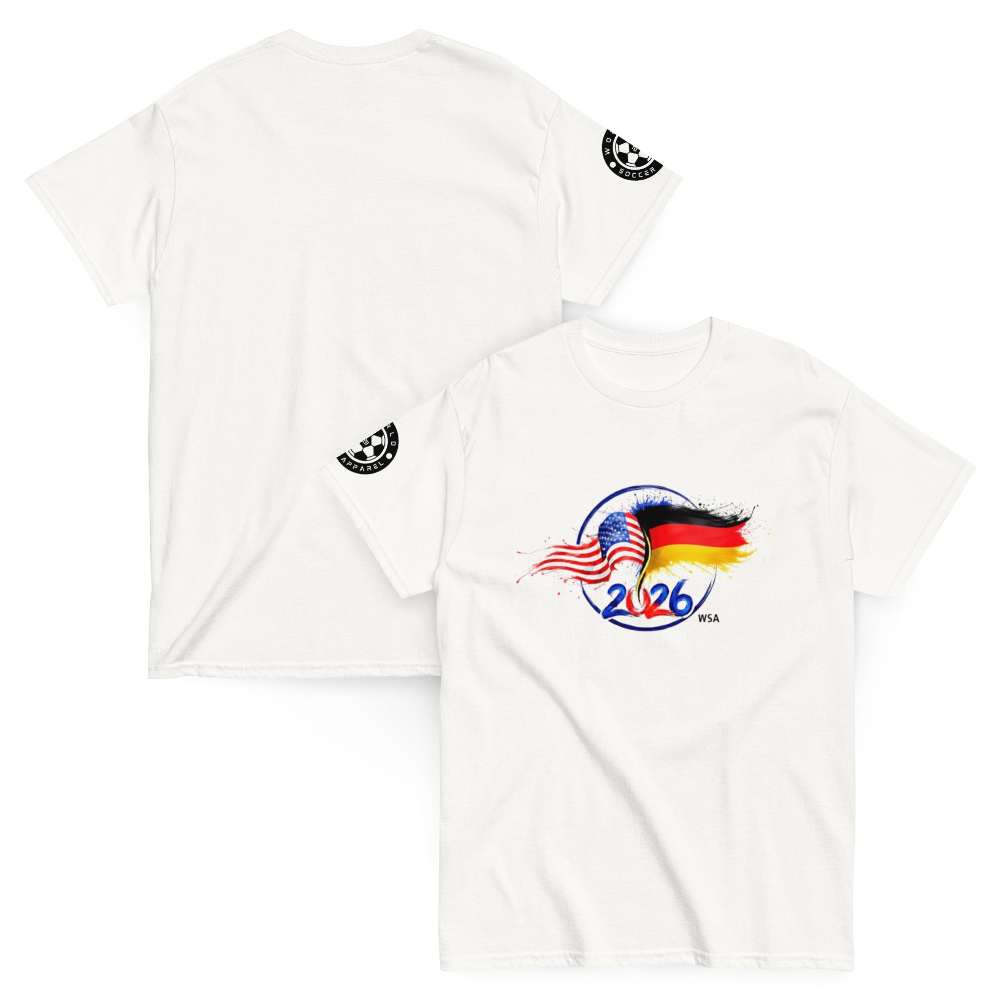 White t-shirt with 2026 World Cup design on a white background