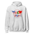 White hoodie with 2026 WSA design featuring American and Portuguese flags on a white background