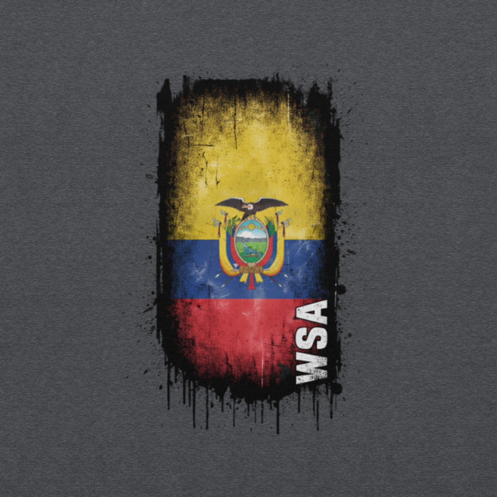Flag of Ecuador with 'WSA' text on a dark gray background