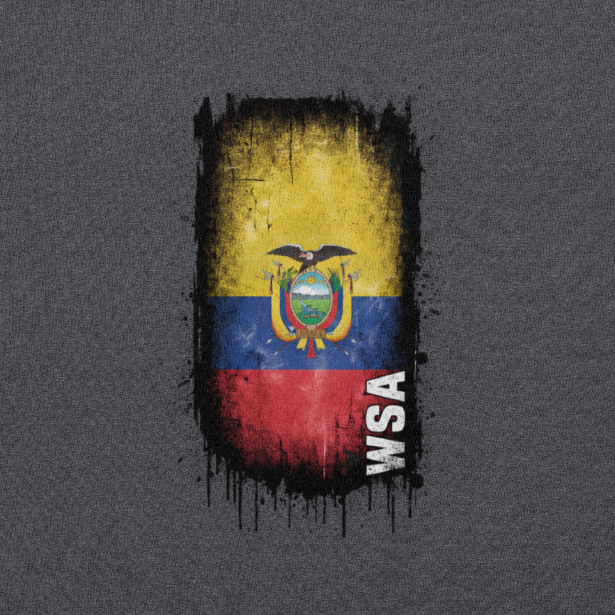 Flag of Ecuador with 'WSA' text on a dark gray background