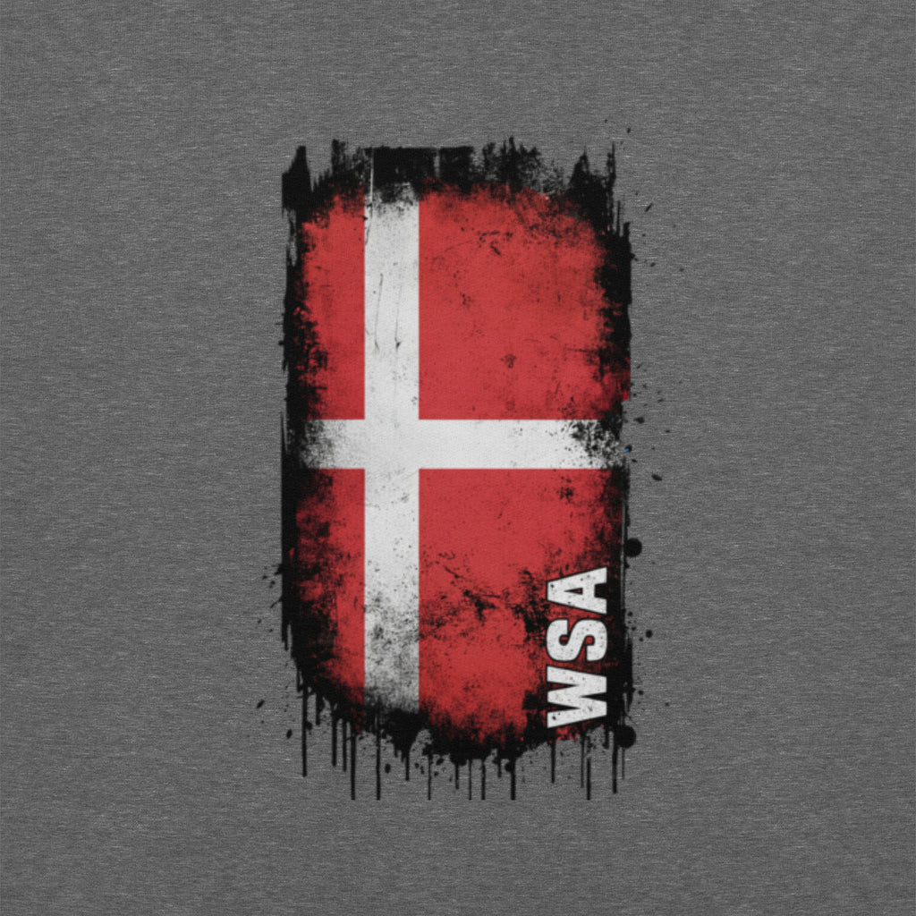Gray t-shirt with a red and white flag design and 'WSA' text on a gray background