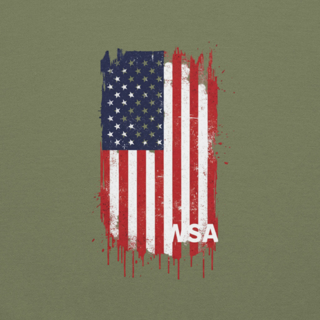 American flag with 'NSA' text on a green background