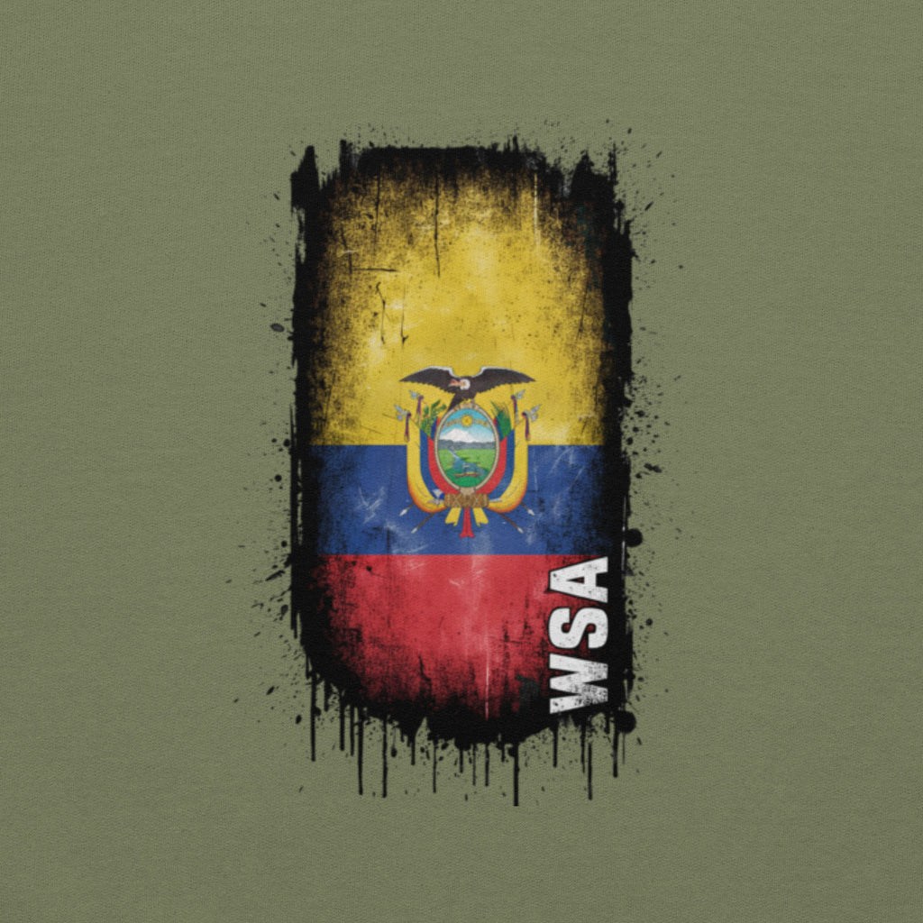 Flag of Ecuador with 'WSA' text on a green background