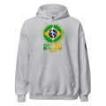 Gray hoodie with Brazilian flag design and '2026 WSA' text on a white background