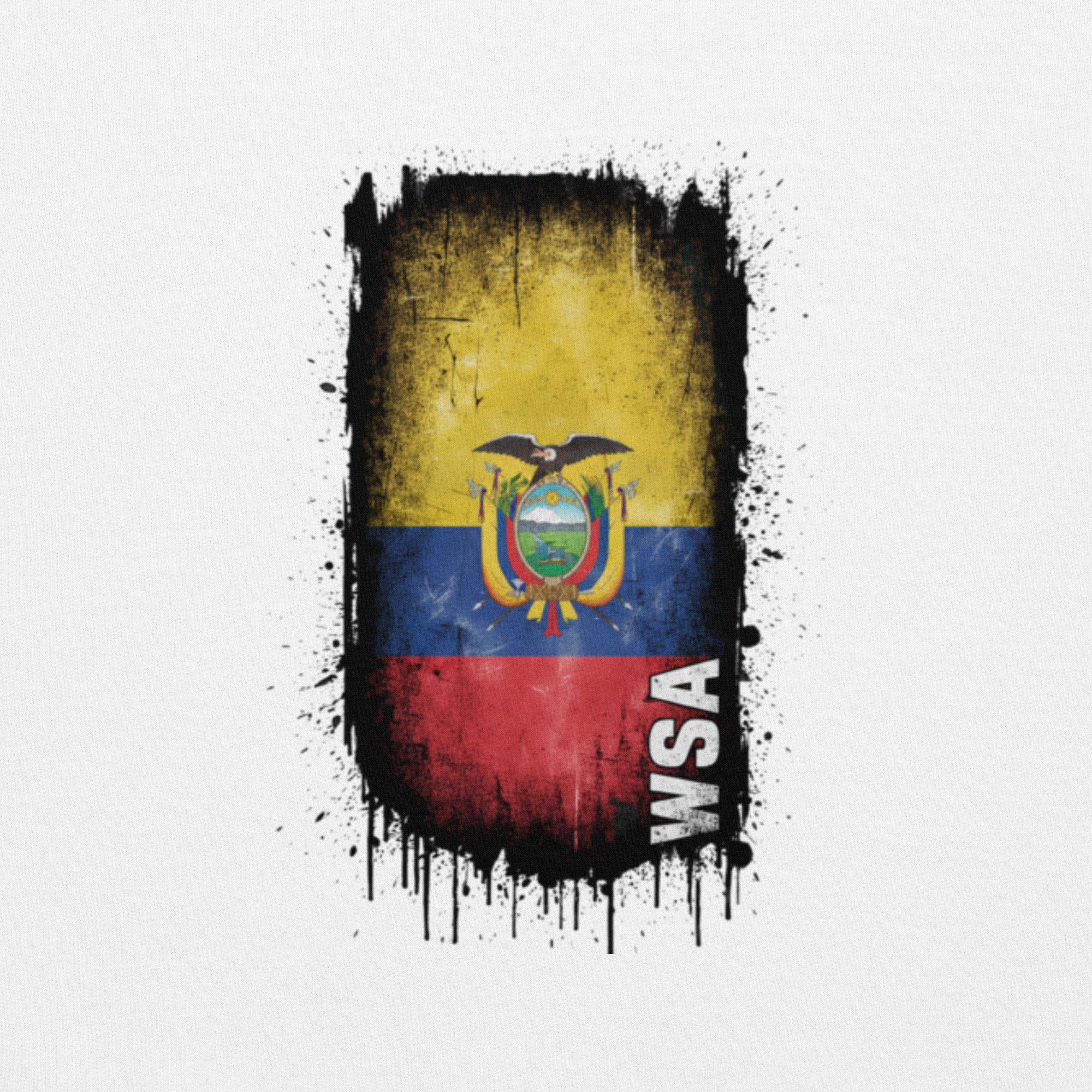 Flag of Ecuador with a grunge texture on a white background