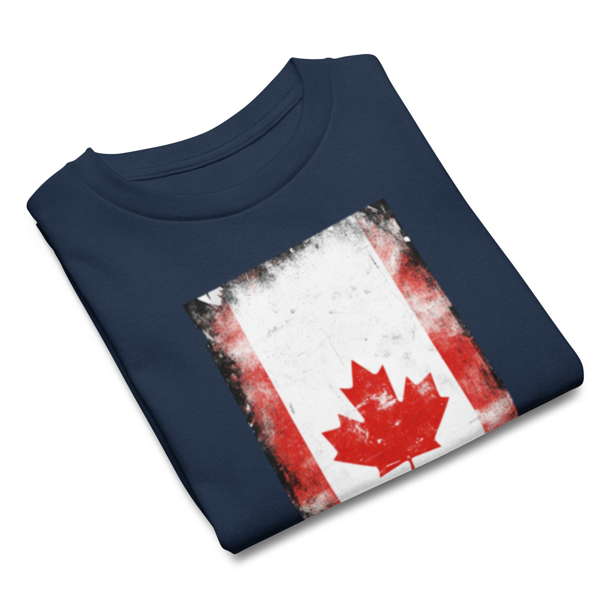 Black t-shirt with a Canadian flag design on a white background