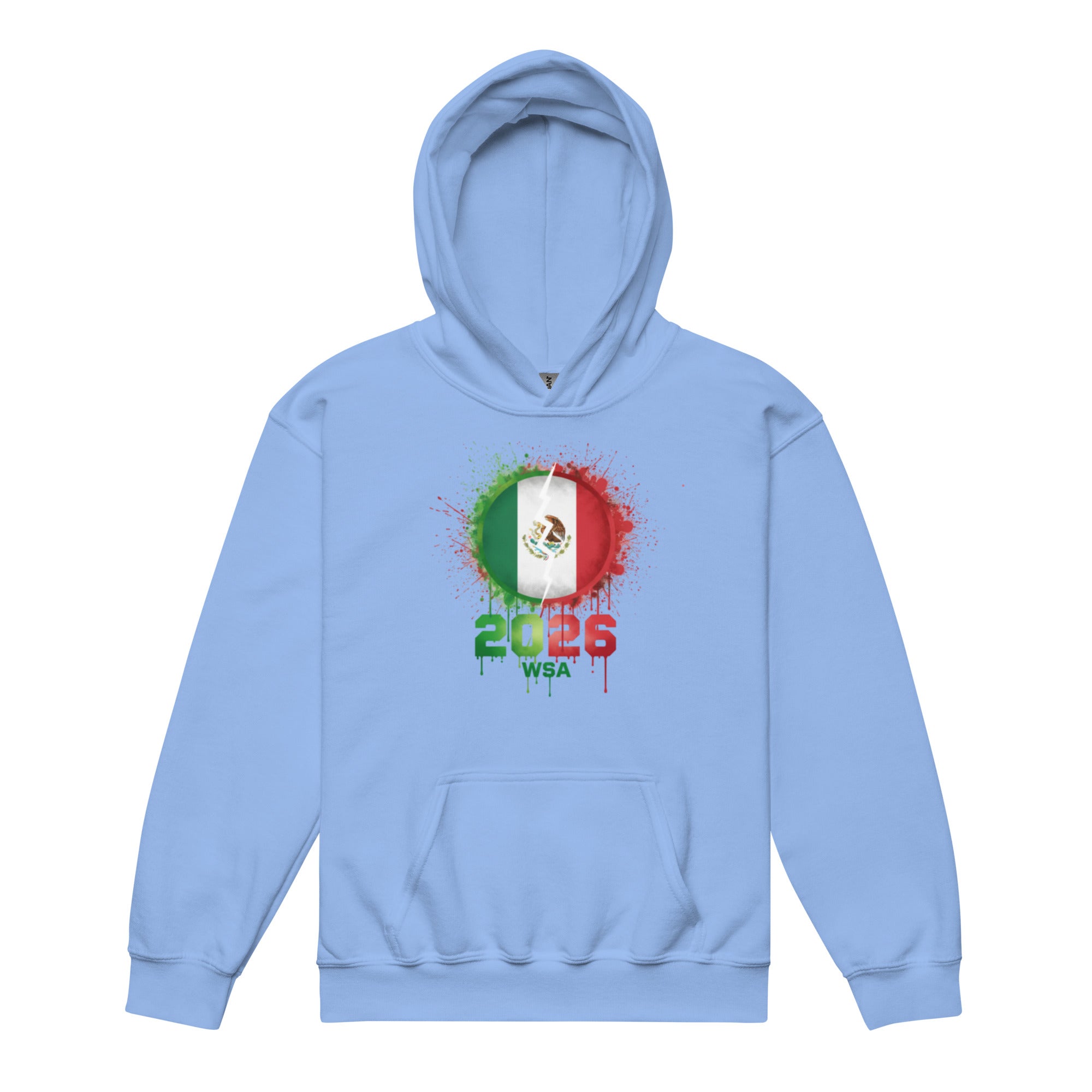Mexico World Cup 2026 Youth hoodie Carolina Blue front