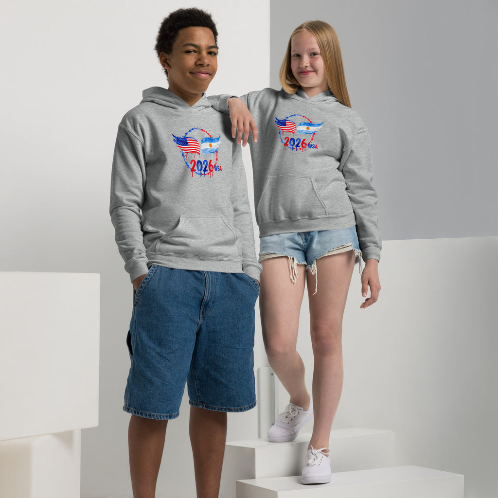 Two people wearing gray 'Vibe Jesus' hoodies on a white background